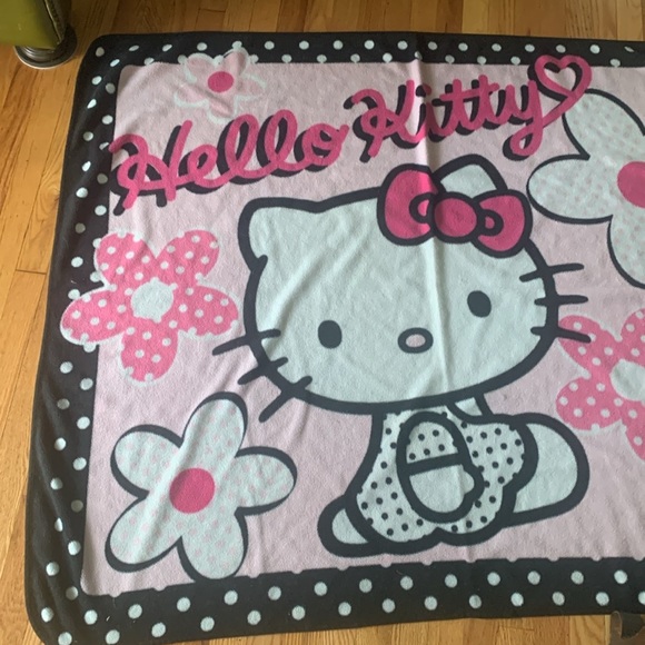 Vintage Hello Kitty Black Pink Throw Blanket - Picture 2 of 5